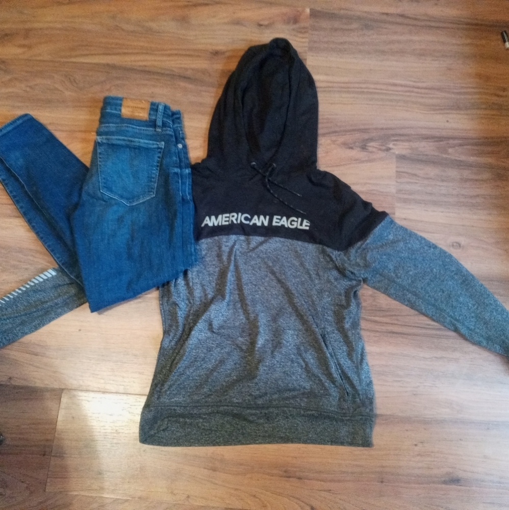 Men's Small American Eagle 2 toned pullover hoodie